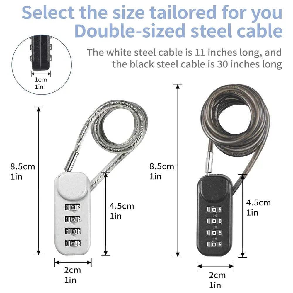 mini cadenas à câble à combinaison à 4 chiffres, petit cadenas portable en fil d'acier pour bagages, casque, armoire – léger