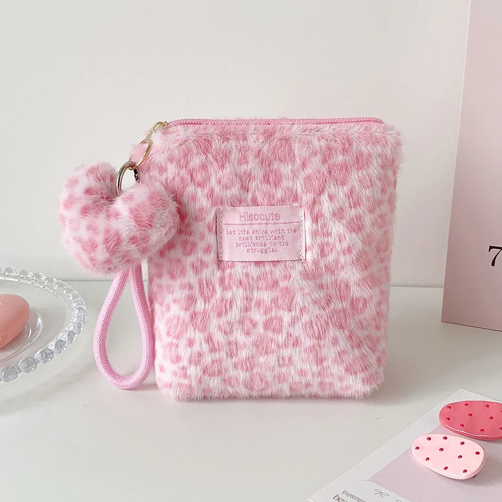 jolie trousse de maquillage à fermeture éclair, porte-monnaie pour rouge à lèvres, imprimé léopard rétro, mini sac cosmétique