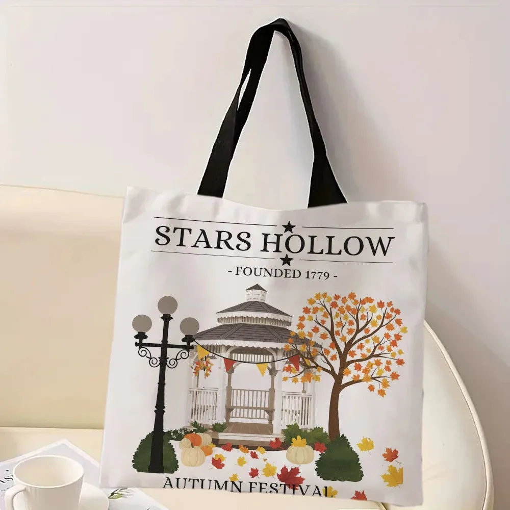sac fourre-tout d'épicerie à motif creux étoiles, sac à bandoulière pour femmes, sac à main de grande capacité 7.3)