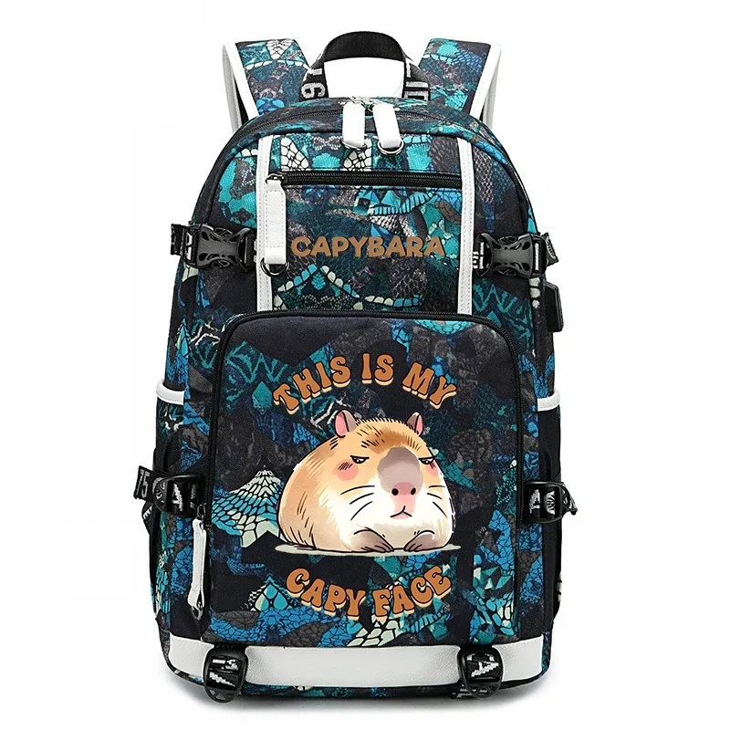 sac à dos d'étudiant à grande capacité avec imprimé de capybara, pour garçons et filles, sac de voyage décontracté, sac d'école léger et durable, utilisation quotidienne
