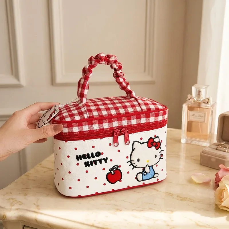 véritable trousse de maquillage coréenne hellokitty, sac de rangement mignon à motif de dessin animé