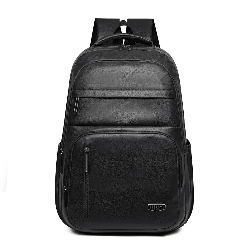 excellente qualité nouveau sac à dos en cuir souple pu grande capacité hommes décontracté étudiant sac d'école affaires résistant à l'usure