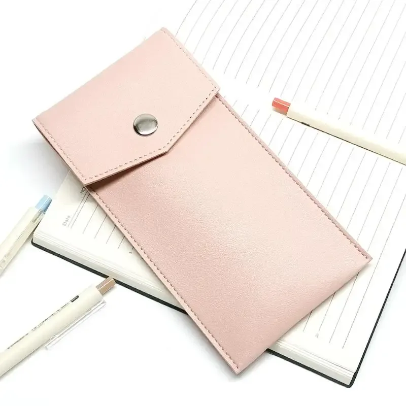 étui à crayons en cuir pu, sac de rangement pour étudiants, sac portable pour lunettes et papeterie, sac de rangement pour stylos de bureau grande capacité.