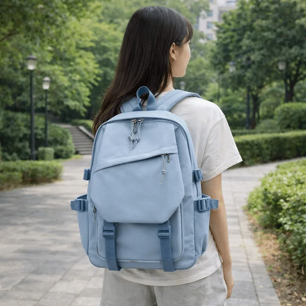 Sac à dos multifonction en Nylon réglable de couleur unie pour femmes, sac à bandoulière pour ordinateur portable, sac d'école de grande capacité pour étudiants