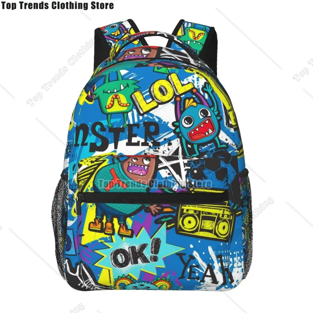 collection de bandes dessinées graffiti pop art imprimé sac à dos de voyage unisexe grande capacité sacs à dos pour ordinateur portable sac à dos d'école pour adolescents