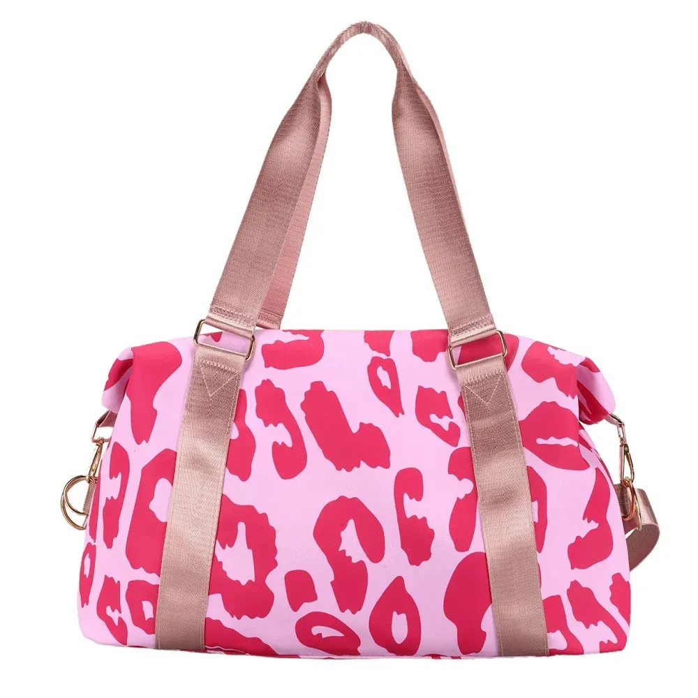 sac de voyage imprimé léopard pour femme, sac de week-end avec manche pour bagage, résistant à l'eau, sac de transport pour la nuit avec plusieurs poches
