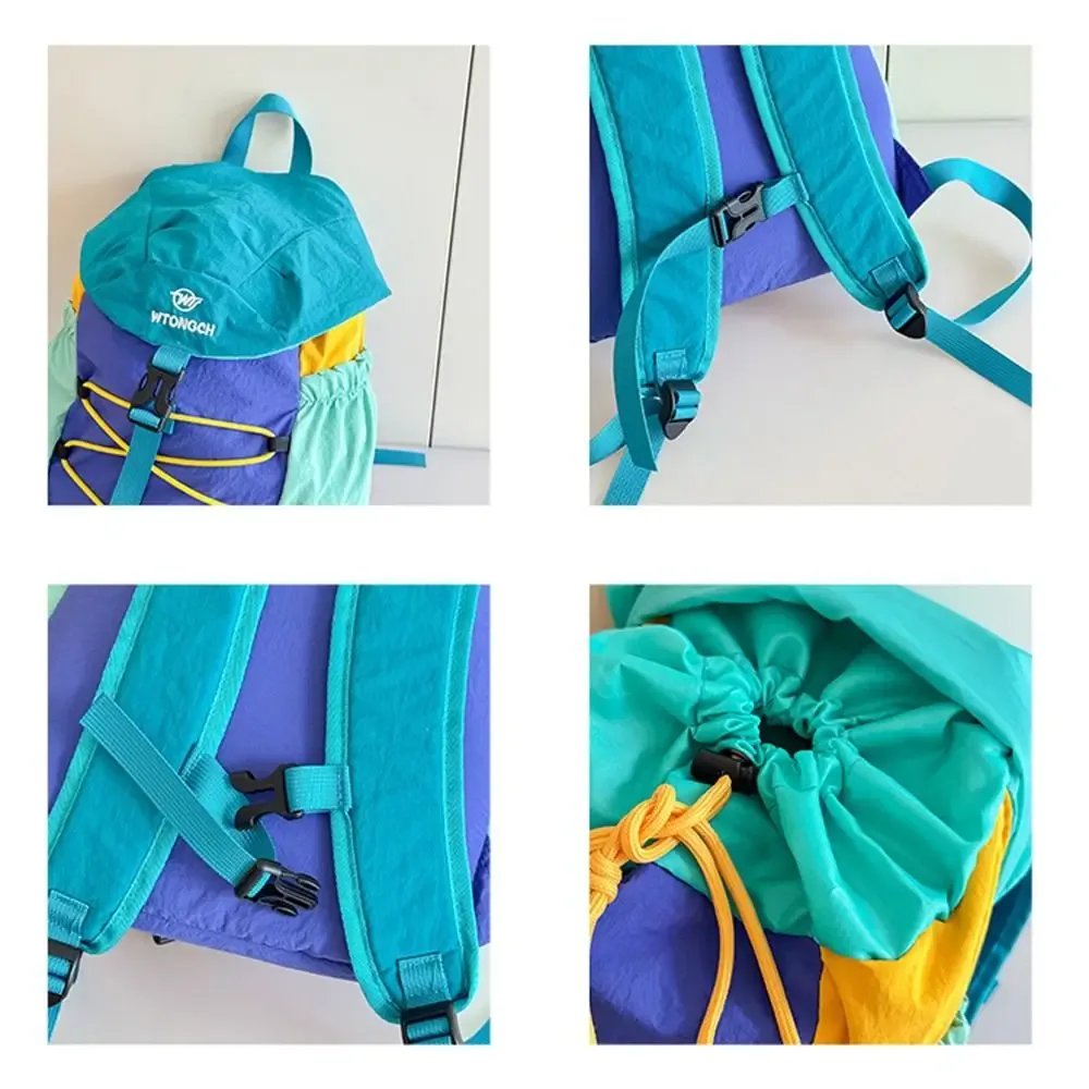 sac à dos de sport créatif à cordon de serrage, grande capacité, léger, avec bretelles d'épaule, fermeture à cordon, design color block