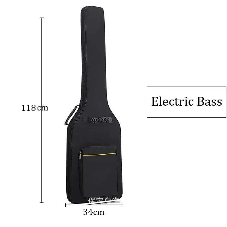 étui étanche à double sangle pour basse électrique, sac à dos rembourré noir, sangle initiée pour instruments