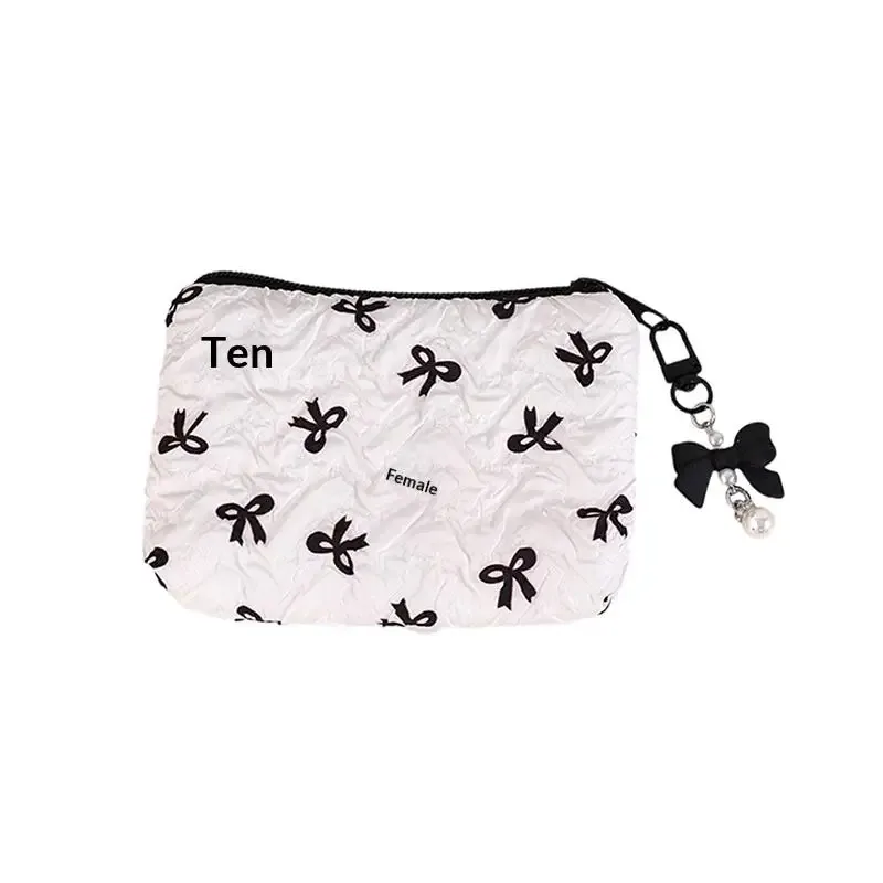 pochette à maquillage pour femmes, décoration nœud, sac cosmétique en tissu spacieux, solution de rangement multifonctionnelle pour les voyages et le bureau