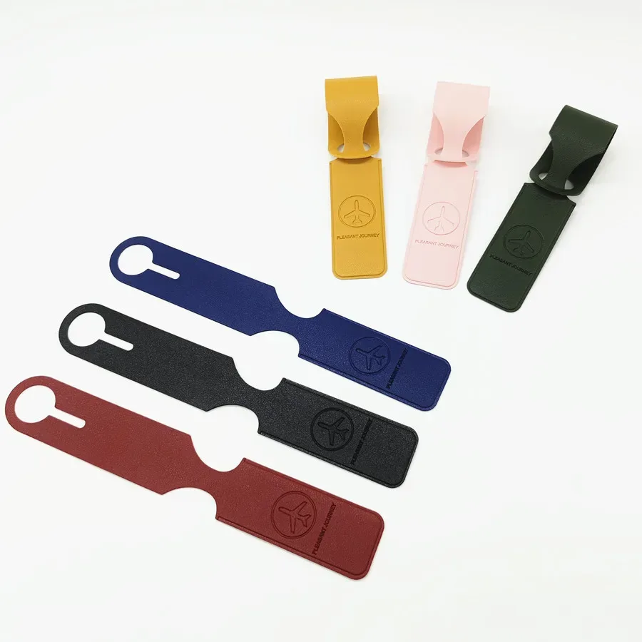 étiquette de bagage en pu à longue bande multicolore, 1 pièce, accessoires de voyage pour femmes ou hommes