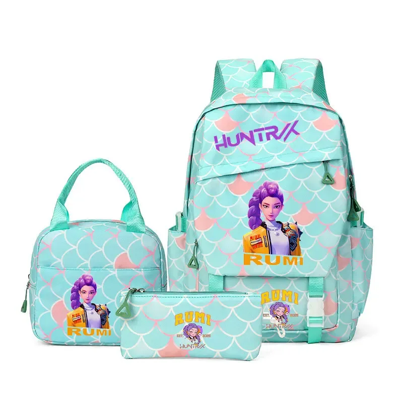 sacs à dos kpop demon hunters, 3 pièces, avec sacs à déjeuner, trousse à crayons, sacs à dos de voyage de grande capacité pour femmes et hommes, sacs d'école pour adolescents