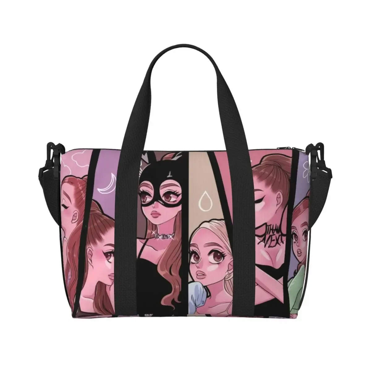 sac fourre-tout personnalisé ariana grande pop music pour femmes, sacs de voyage de grande capacité pour chanteur américain, plage, gymnastique
