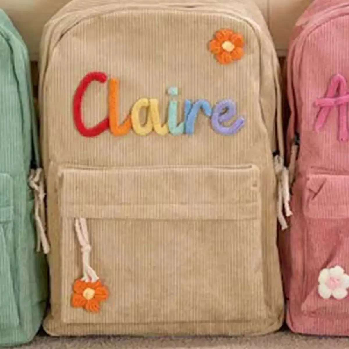 sac à dos personnalisé en velours côtelé, motif fraise/à carreaux, simple et spacieux, cadeau parfait pour la rentrée scolaire
