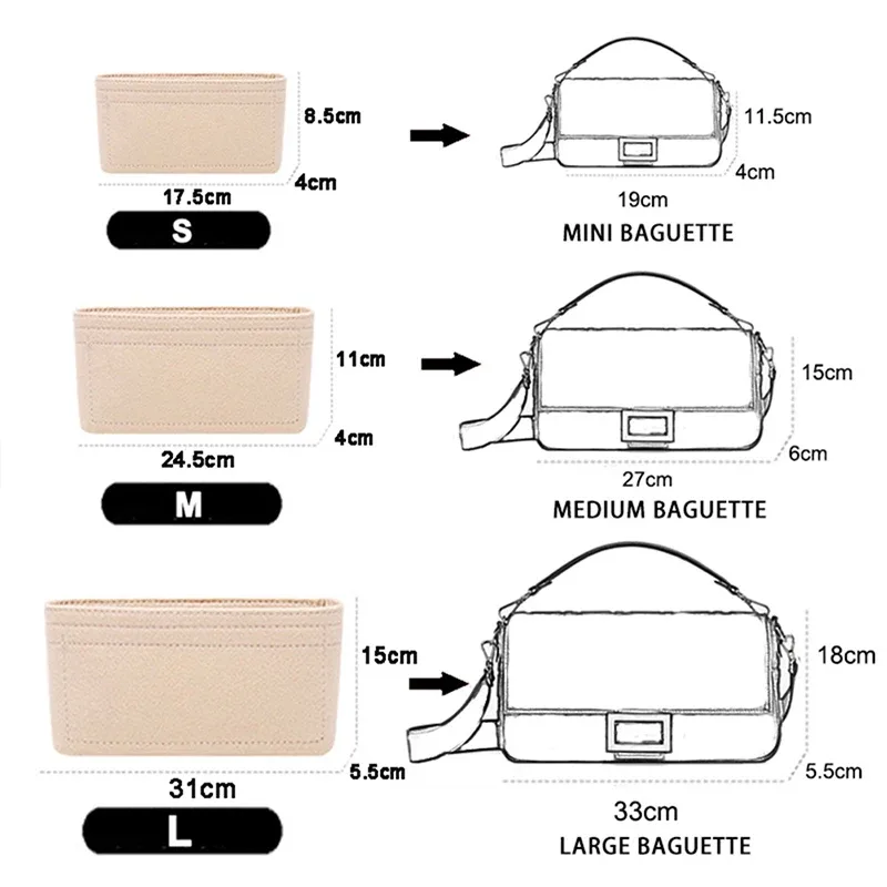 1 pièce : organisateur de sac en feutre, insert simple, pochette de rangement multifonction pour cosmétiques, pochette intérieure portable pour maquillage de voyage