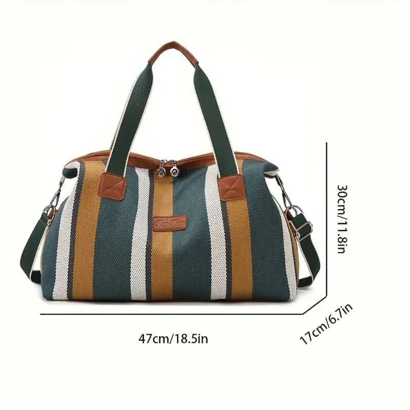 sac fourre-tout grande capacité en toile rayée tendance, sac à main de banlieue, sac de voyage, sac à bandoulière, sac à langer pour maman