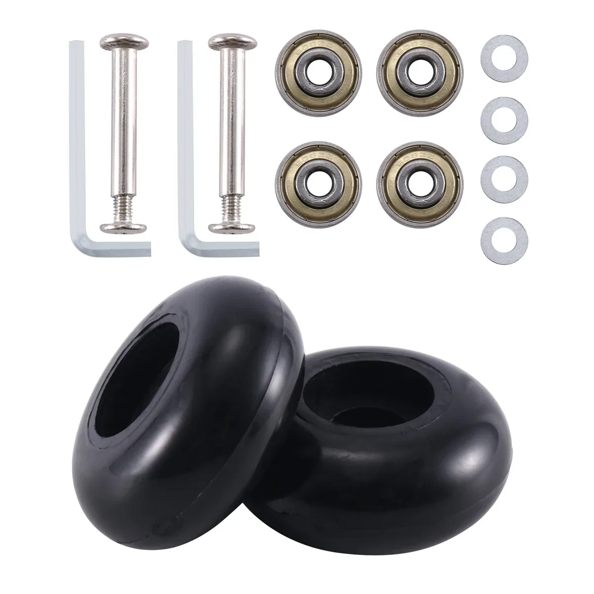 abqr 50 x 22 mm lot de 2 roues de rechange pour valise à bagages, roulettes pivotantes en pu, kits de réparation de roulements e