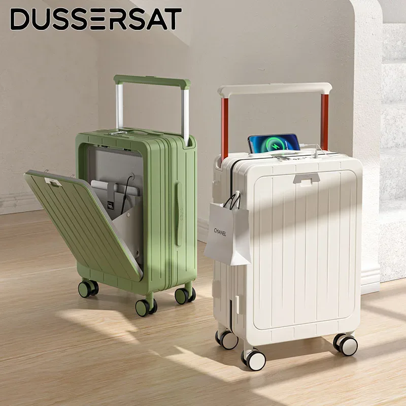 2025 nouveau porte-bagages renforcé pc valise ouverte avant 20 24 pouces voyage d'affaires grand embarquement à main durable