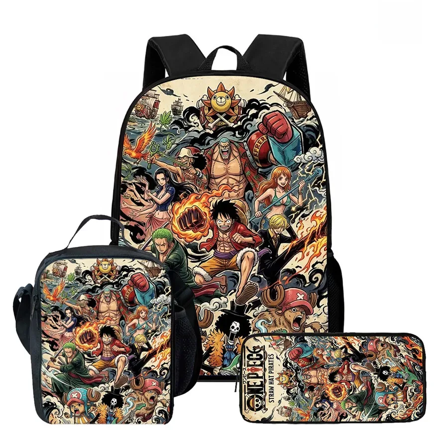 ensemble de sac à dos scolaire 3 pièces 15 pouces avec sac à lunch et trousse à crayons, durable, léger, unisexe, pour garçons et filles de 6 à 10 ans