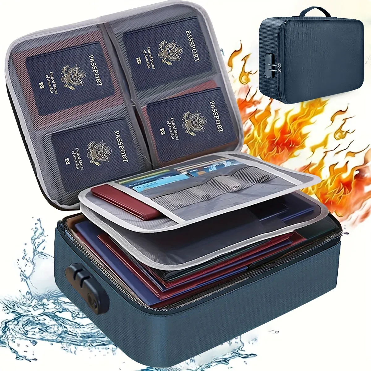 sac pour passeport de documents haute capacité 3/5 couches oxford avec serrure étui organisateur de documents grand espace pour les certificats de dossiers a4