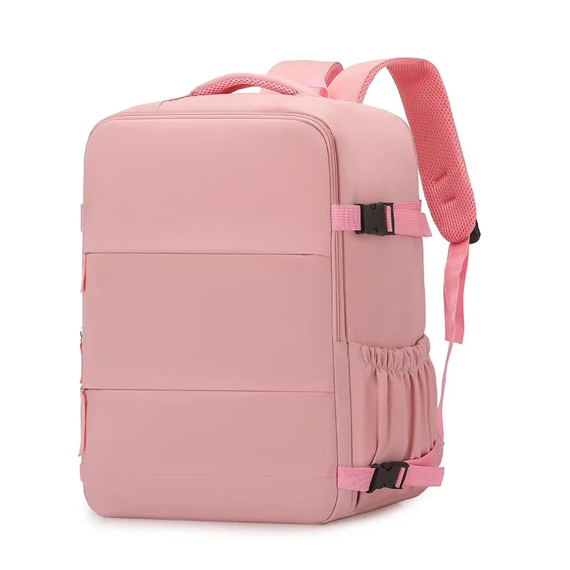 grand sac à dos de voyage pour femme, sac à dos minimaliste de couleur unie avec compartiment séparé pour chaussures et pochette pour ordinateur portable de 17 pouces, br
