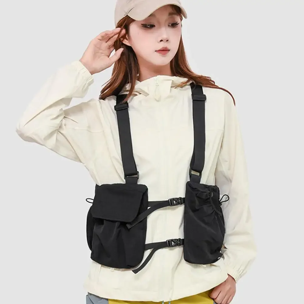 sac de cyclisme extérieur léger, gilet de course, sac à dos pour la randonnée, la course à pied et le marathon, sac de poitrine avec poche de rangement pour téléphone et gobelet