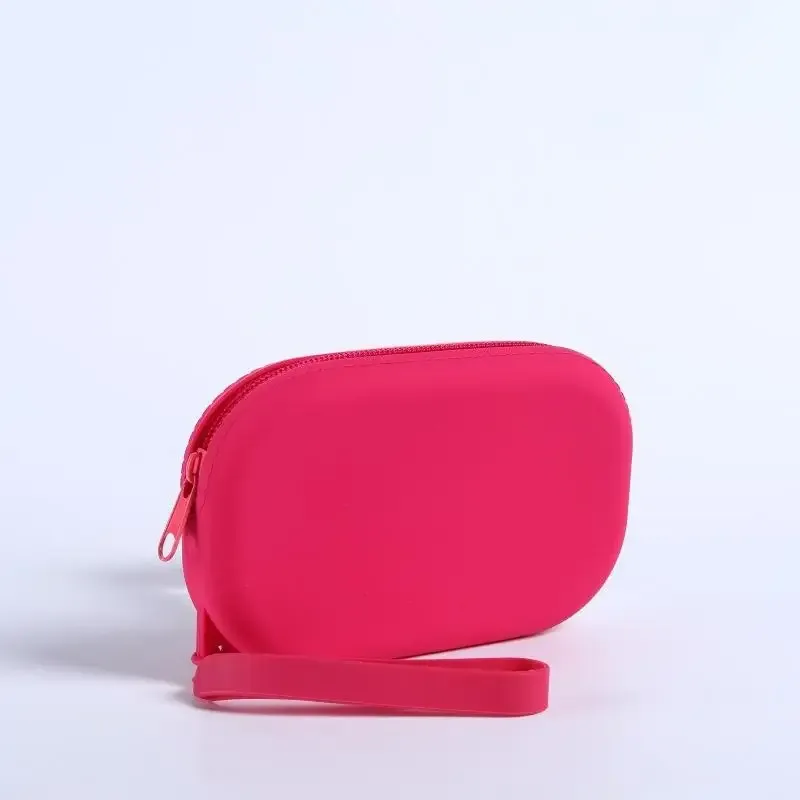 pochette en silicone à fermeture éclair lisse pour écouteurs, portefeuille, organisateur de cosmétiques, porte-monnaie pour femmes et filles