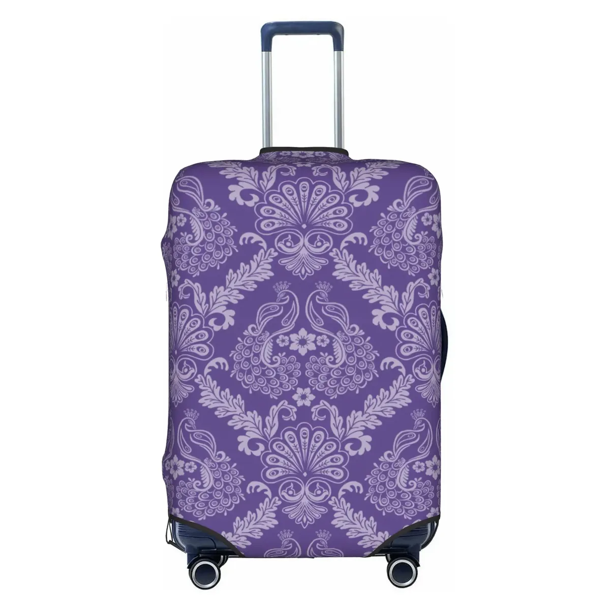 housse de protection pour bagages, motif paon amusant, violet clair sur violet, housse de valise de voyage élastique à motif animal