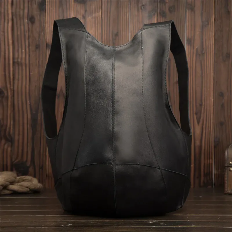 sac à dos en cuir de vache crazy horse pour hommes, sac à dos rétro décontracté marron foncé, 2108