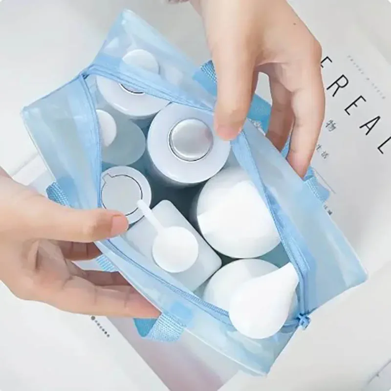 5 pièces emballage de toilette transparent sac cosmétique de voyage sac de voyage étanche trousse de toilette portable voyage affaires sac de plage