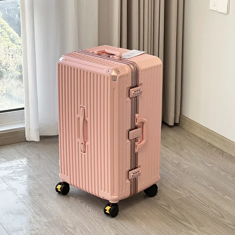 valise de grande capacité de 36 pouces avec porte-gobelet, valise à roulettes épaissie pour homme, valise de voyage à cadre en aluminium de 28 pouces pour femme