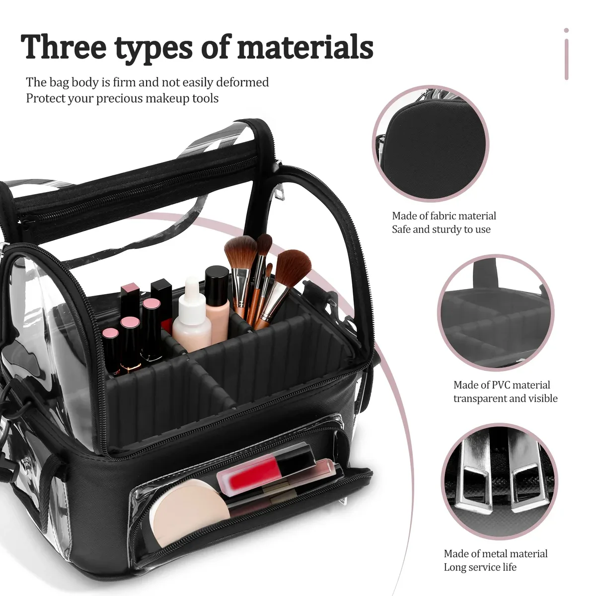 trousse de maquillage portable, étui de rangement pour cosmétiques, pvc transparent, porte-pinceaux de maquillage, sac de tri pour articles de toilette de voyage
