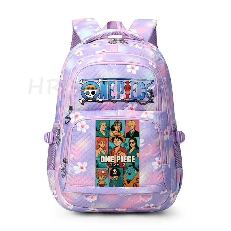sacs à dos anime one piece légers avec fermoir, imprimé violet monkey d luffy, pour garçons et filles, grande capacité, pour adolescents, ordinateur portable, école, voyage, mochila