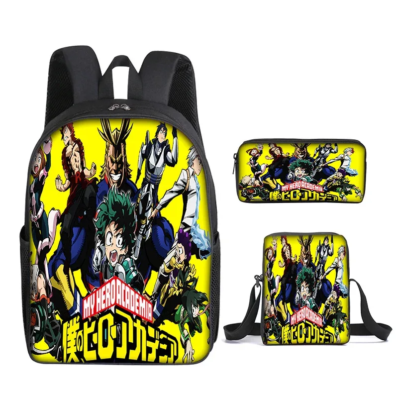 sac à dos my hero academy, sac à déjeuner, trousse à crayons, ensemble cadeau pour enfants et étudiants