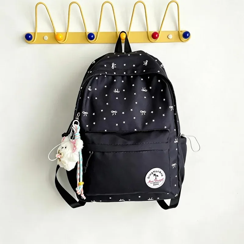 sac à main léger à motif papillon et étoiles, grande capacité, sac à bandoulière décontracté, sac à dos étudiant avec breloque, sac fourre-tout mignon
