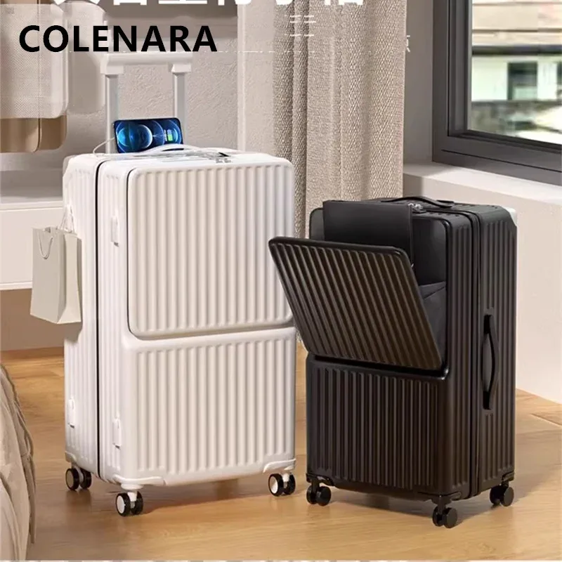 colenara usb valise de chargement ouverture avant ordinateur portable chariot étui chariot style sac de voyage 24 "26" 28 "30 pouces bagages de grande capacité