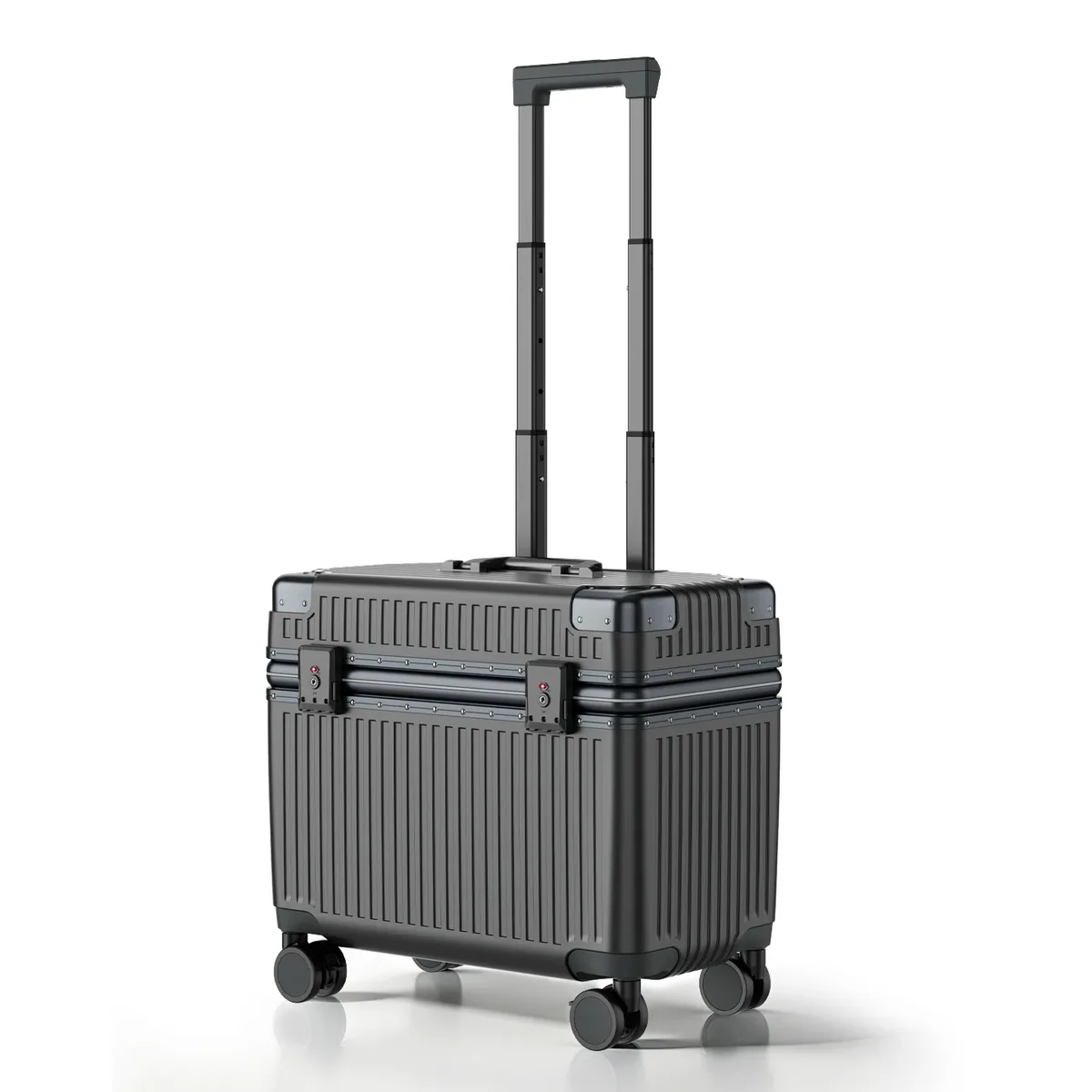 valise à ouverture par le haut 18 pouces, bagage cabine de voyage à roulettes, coque rigide en pc avec cadre en alliage d'aluminium et serrure tsa