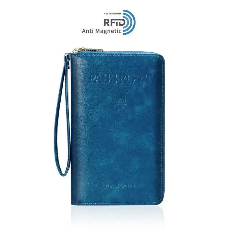 porte-passeport unisexe avec blocage rfid, en cuir pu, avec fermeture éclair, étui de voyage, accessoires de voyage pour hommes et femmes