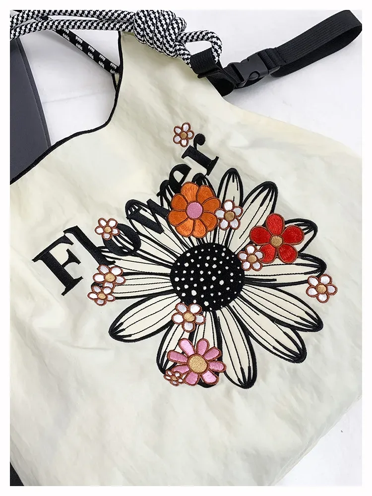 sacs fourre-tout à la mode avec chaîne à billes, niche japonaise brodée, sac de shopping étanche de grande capacité, sac à main à bandoulière unique