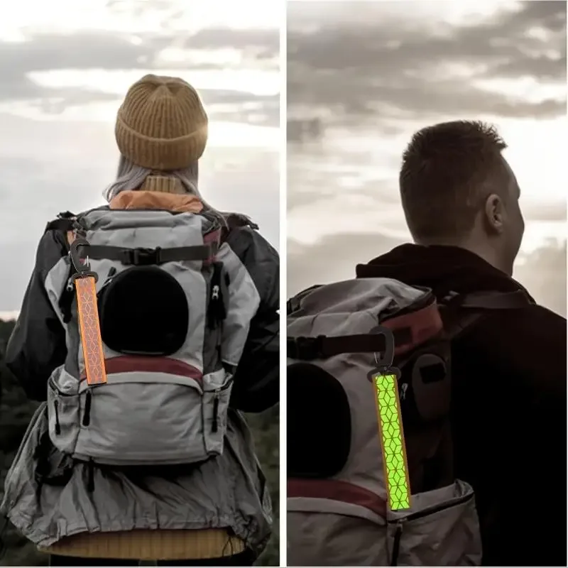sangles de sécurité réfléchissantes pour sac à dos, 2 pièces, fournitures pour porte-clés, conçues pour le camping, la randonnée, équipement de sécurité nocturne, bande réfléchissante