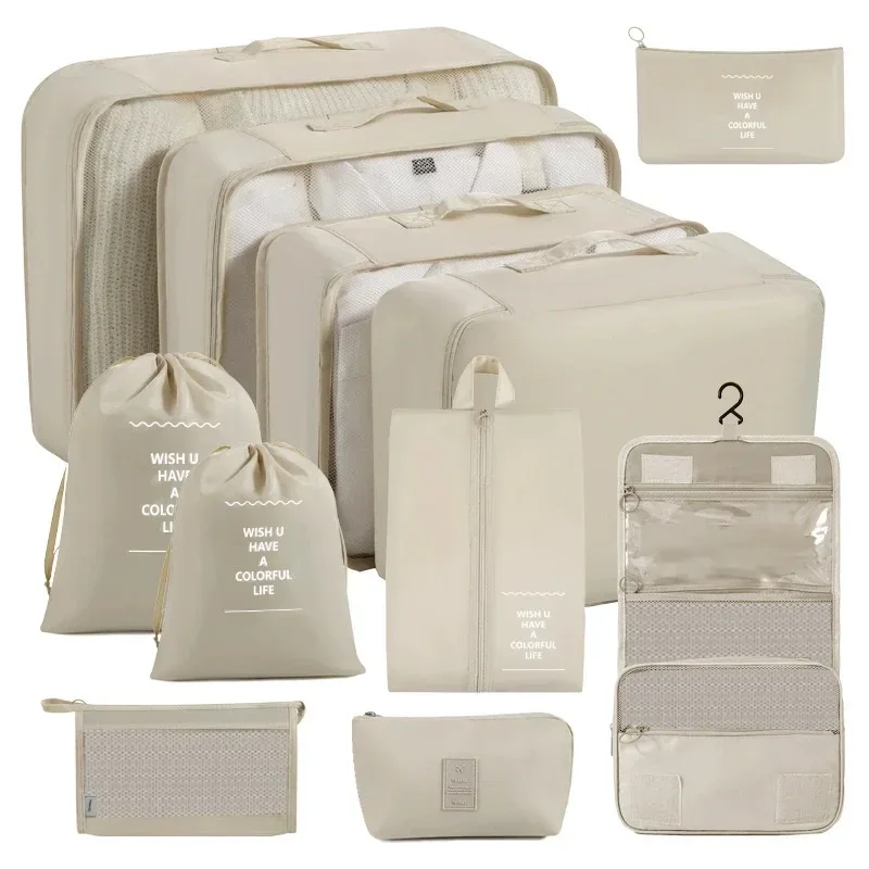 ensemble de sacs de rangement de voyage 7/8/9/10 pièces, organiseur de toilette numérique, cubes de rangement pour valise, pour vêtements, chaussures et pochettes de rangement