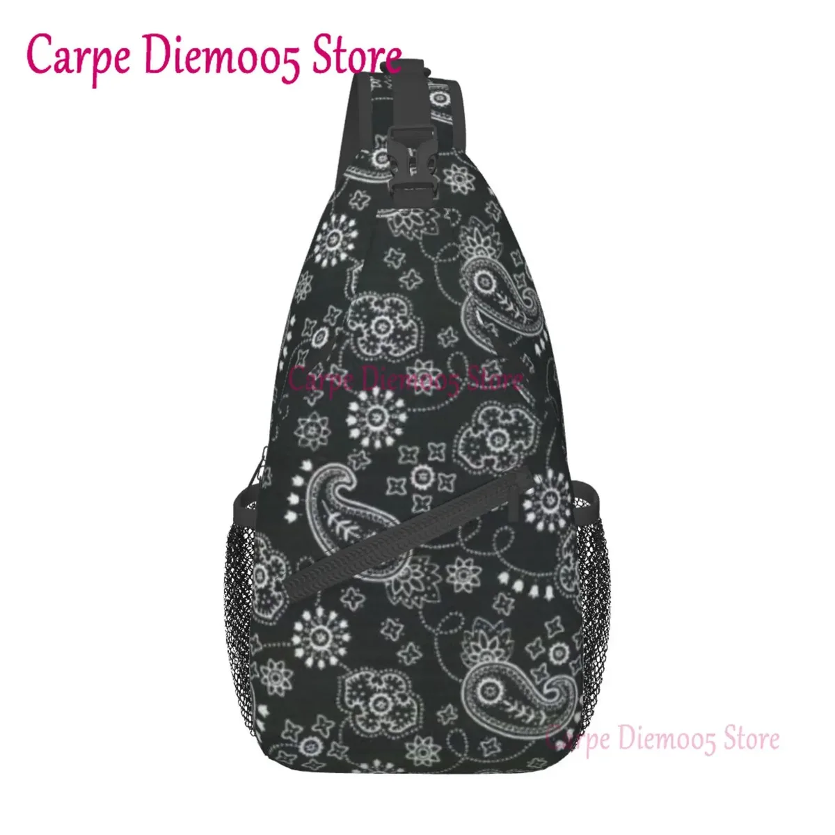 sac à dos bandana paisley chicano noir et blanc pour hommes, sac à bandoulière pour la randonnée