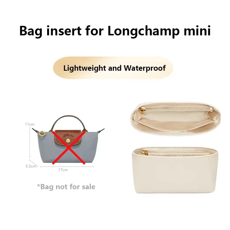 organisateur de sac pour sac à main longchamp, insert intérieur en nylon pour mini pochette, accessoires de rangement et de maintien de l'ordre