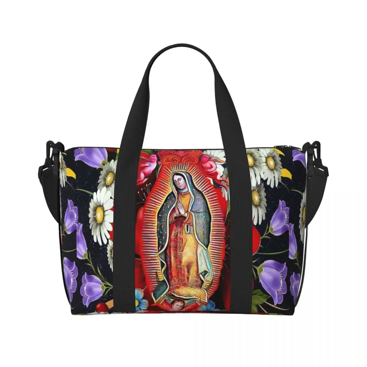sac fourre-tout personnalisé vierge marie d'élissa upe pour femme, grande capacité, saint catholique du mexique, sacs de voyage pour salle de sport de plage