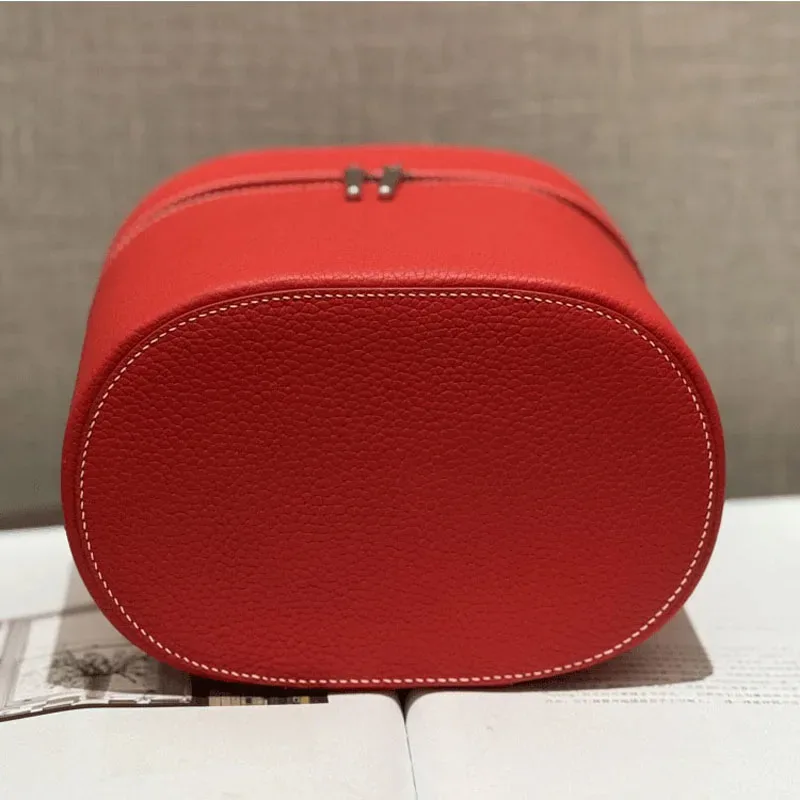 sac de maquillage multifonctionnel en cuir de vachette de première qualité, sac messager à bandoulière, version haut de gamme, sac de voyage, cuir véritable, à porter à la main.