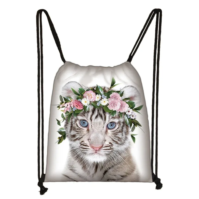 sac à cordon de serrage mignon animal koala femmes hommes mode sac de rangement panda/zèbre fille voyage loisirs sac à dos pliable