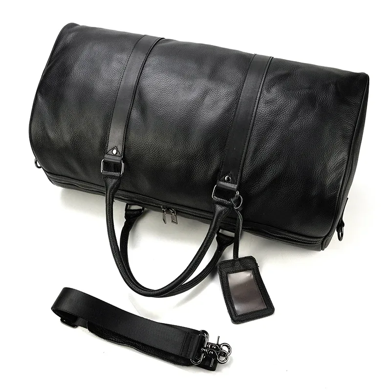 sacs de voyage en peau de vache naturelle, sac de nuit imperméable en cuir pour hommes, sac à main pour bagages d'avion, sac de week-end pour hommes d'affaires 55cm