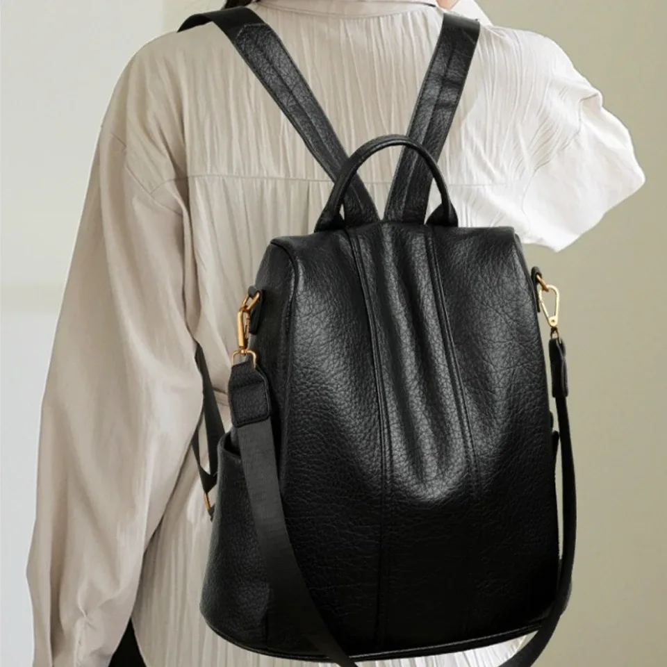 sac à dos antivol grande capacité, sacs à dos décontractés pour femmes et filles, sacs à dos de voyage en cuir souple de qualité supérieure, sacs à bandoulière