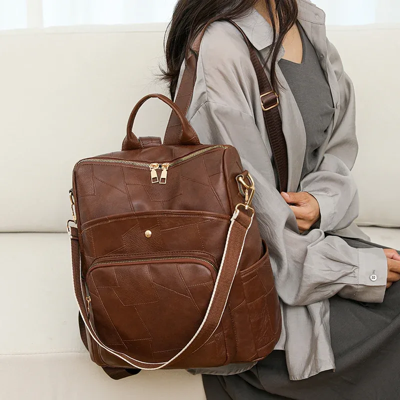 sac à dos en pu solide pour documents, cartable de grande capacité, sacs de livre, sac à dos de voyage, sacs d'école simples, adolescents, nouvelle mode, haute qualité