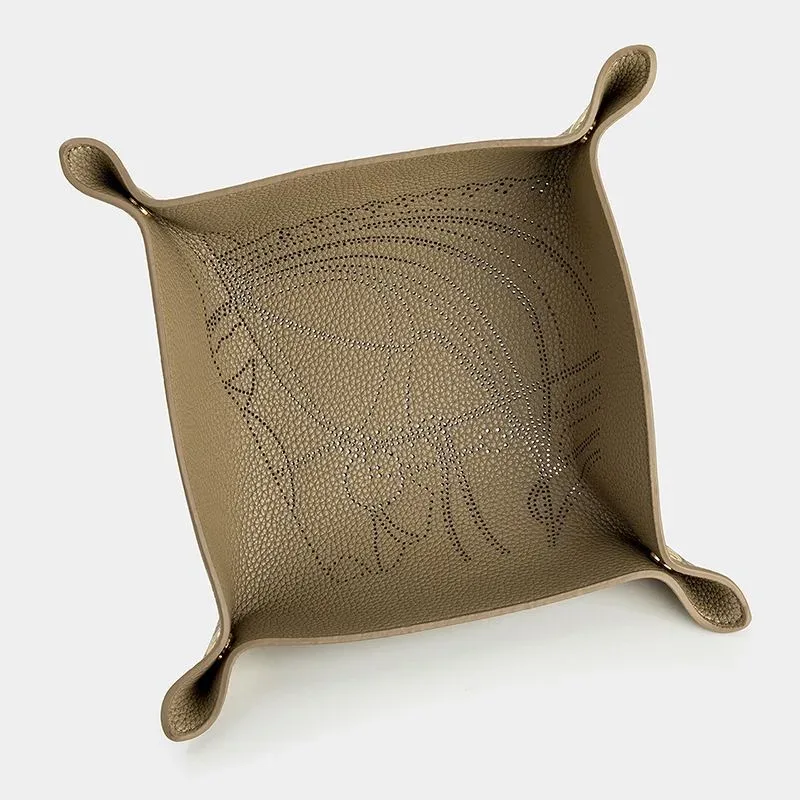 plateau de rangement en cuir de vache à deux couches, organisateur de bureau pour clés, bijoux, boîte de rangement de cosmétiques, organisateur pliant, décoration de la maison