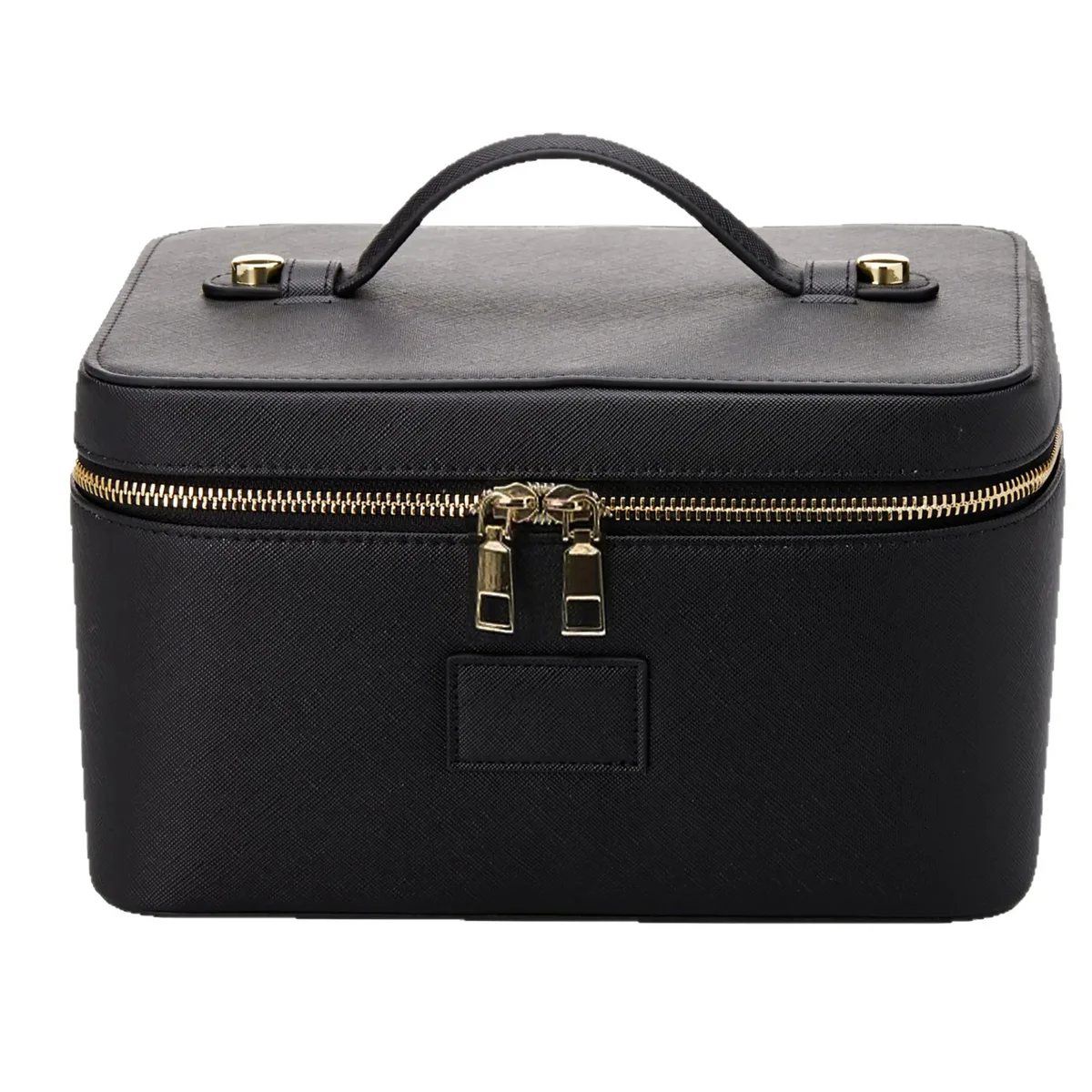 trousse de maquillage à main en pu avec compartiment, sac de maquillage portable en cuir de grande capacité, pochette cosmétique en cuir imperméable